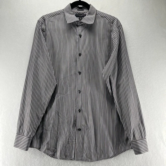 Banana Republic Other - Banana Republic Dress Shirt Mens 15-15.5 M Fitted Stripe Long Sleeve Woven Brown